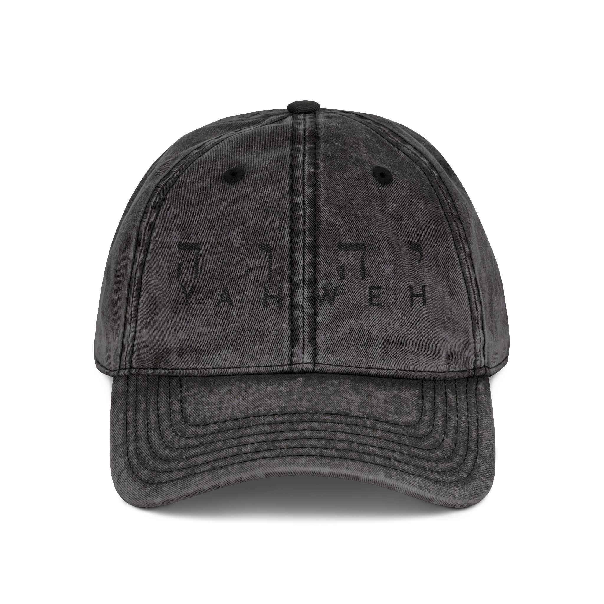 Vintage Black Embroidered 'Yahweh' Baseball Cap - Image 9
